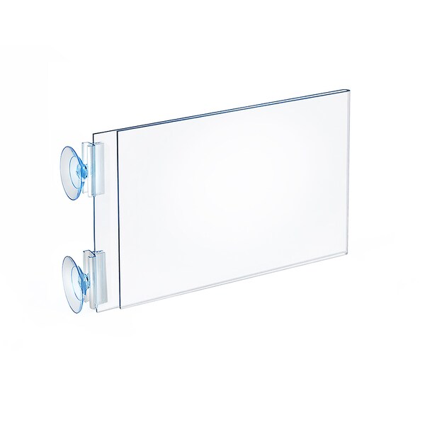 Two-Sided Acrylic Sign Holder W/ Suction Cup Grippers 8.5"X5.5", PK10